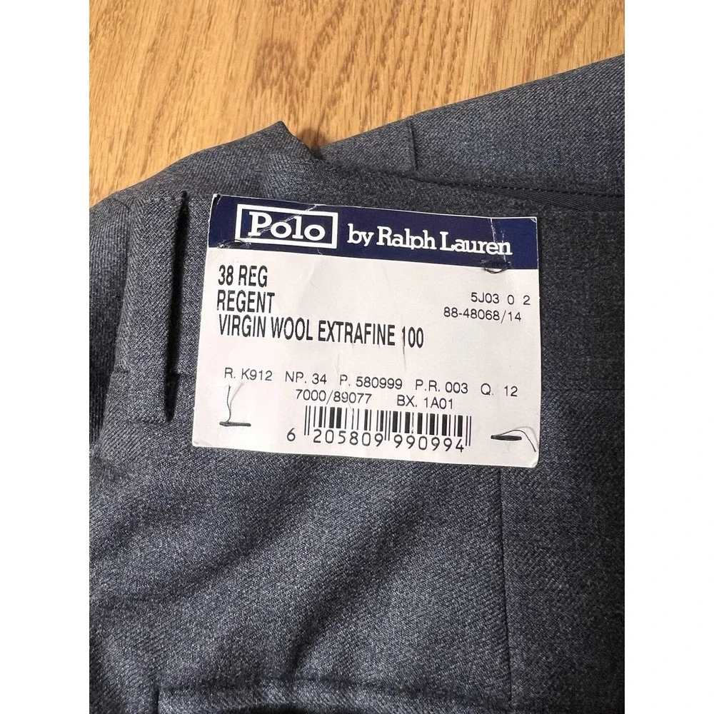 Polo Ralph Lauren Italy 100% Virgin Wool Regent Dress Pants 38R X 29.5 Gray NWT